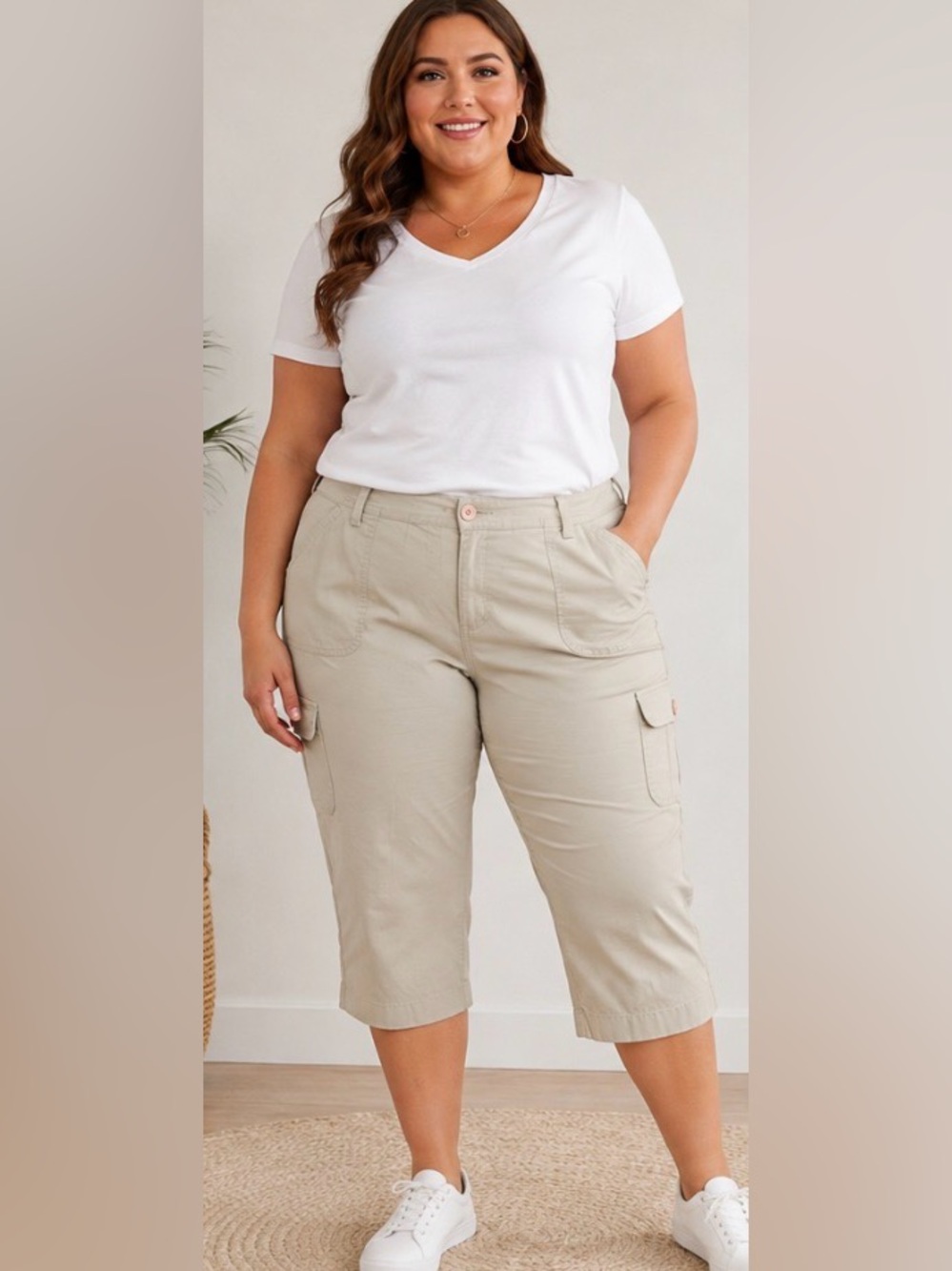Duck Head Women’s Size 18 Khaki Capri Cargo Pants Stretch Cotton Casual Outdoor